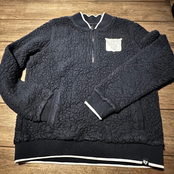 Women's New York Rangers Sherpa Quarter Zip Pullover Jacket Small - Picture 1 of 5